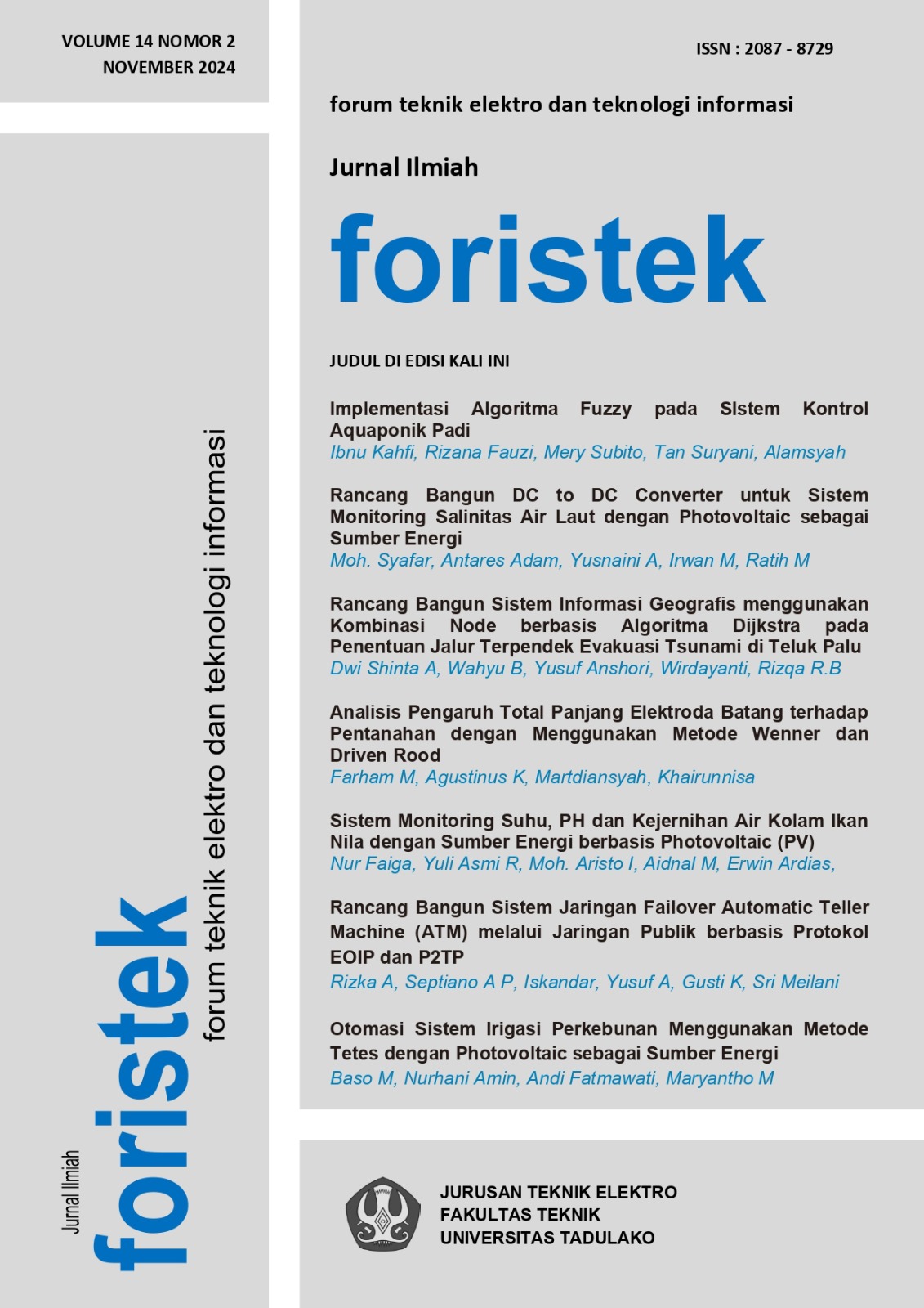 					View Vol. 14 No. 2 (2024): Foristek
				